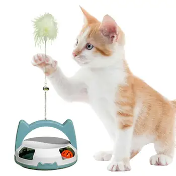 Игрушки для кошек Для домашних кошек Забавный Вращающийся шарик Игрушка для котенка Интерактивные игрушки для кошек с перьями и колокольчиками Для игр домашних кошек