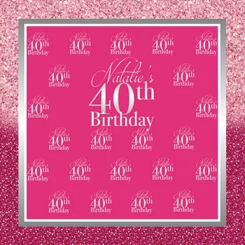 изготовленный на заказ Розовый Блестящий фон для фотостудии на 40-й День рождения с блестками Высококачественная компьютерная печать фонов для вечеринок