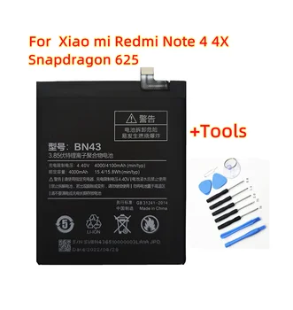 + Инструменты! Новый аккумулятор 4000 мАч BN43 для Xiaomi Redmi Note 4X4X5,5 дюймов hongmi note 4x аккумулятор для телефона + действительный номер трека