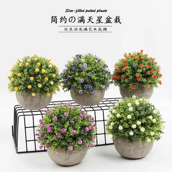 Искусственный цветок бонсай, имитирующий настольные растения в горшках, зеленые искусственные растения в горшках для украшения домашнего официального стола