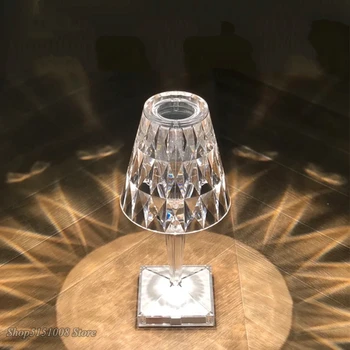 Итальянская алмазная настольная лампа с сенсорным USB-датчиком, Барная подсветка, Свадебный Декор, Ресторан, Настольные лампы, Романтический ночник, Прикроватная лампа