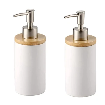 Керамический дозатор мыла объемом 2X400 мл, скандинавский стиль, дозатор лосьона, дозатор мыла для кухни и ванной -белый
