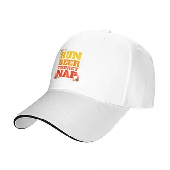КЛАССИЧЕСКАЯ футболка RUN BEER TURKEY NAP, Бейсболка, солнцезащитные шляпы для женщин и мужчин