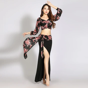 Комплект длинного платья для танца живота Сексуальный костюм для практики Модная одежда для выступлений Сценический танцевальный костюм для восточных танцев 2023