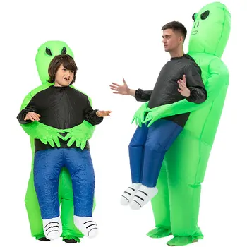 Костюм талисмана инопланетянина Зеленый Надувной костюм взрослого человека с инопланетянином Аниме Косплей для мужчин и женщин Костюм на Хэллоуин
