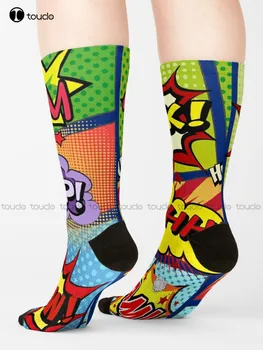 Красочные носки с панелями из комиксов, Мужские хлопчатобумажные носки высокого качества, Милые Элегантные, милые девушки из мультфильма Каваи, милые девушки из хлопка Харадзюку