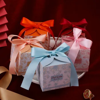 Креативная Квадратная Коробка Конфет Свадебная Подарочная Упаковка Лента Пакеты Для Шоколадного Печенья Baby Shower Праздничные Принадлежности Для Вечеринки По Случаю Дня Рождения