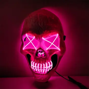 Креативная светодиодная маска для лица для маскарада на Хэллоуин, новая светящаяся маска с черепом, голова скелета, светящийся реквизит для косплея, вечеринка