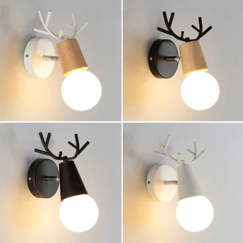 Креативный настенный светильник из оленьего рога, персонализированная прикроватная лампа, простой настенный светильник в коридоре детской комнаты, скандинавский светильник для гостиной и спальни