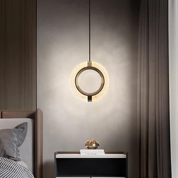 Легкие подвесные светильники с кольцом роскошного дизайна, светодиодные золотистые для прикроватной тумбочки в спальне, ночник, Скандинавское освещение для кабинета, подвесная лампа с длинной линией