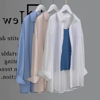Летние женские шифоновые рубашки Тонкие солнцезащитные повседневные блузки для женщин
