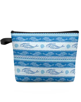 Летняя косметичка с текстурой дельфиньих волн большой емкости, портативная сумка для хранения макияжа, женский водонепроницаемый пенал