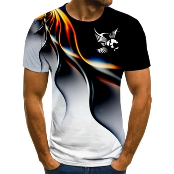 Летняя модная Мужская футболка с коротким рукавом и 3D принтом Орла, Уличная повседневная дышащая футболка в уличном стиле, 6XL, Новинка 2023 года