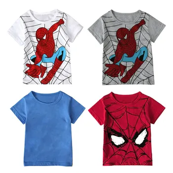 Летняя футболка с рисунком Для мальчиков, Футболки с Супергероями Для мальчиков, Детская Футболка с Человеком-пауком, Меняющая лицо, Капитан Америка, Детская Одежда