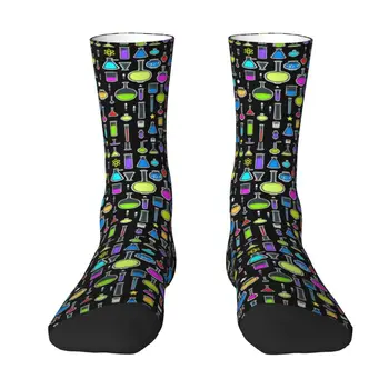 Мензурки с принтом Каваи, носки для лабораторных технологий для женщин, мужские эластичные летние Зимние носки для научной химии Chemical Crew
