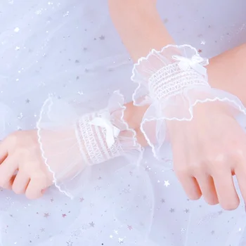 Милая Лолита, манжеты на запястьях, кружевные перчатки с бантом, рукава для рук для косплея для девочек