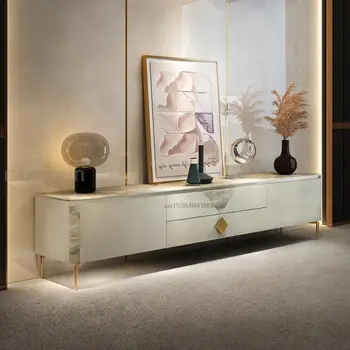 Минималистичный напольный шкаф в итальянском стиле для мебели в гостиную, Светло-роскошный Глянцевый дизайн серой каменной столешницы, подставки для телевизоров 1,8 м