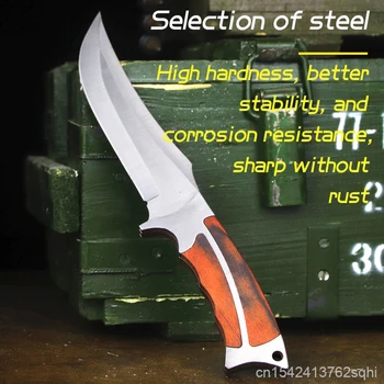 Многофункциональный прямой нож для улицы 7CR17MOV высокой твердости для кемпинга, охотничий нож для приключений в джунглях, нож для самообороны