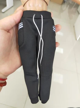 Модели мужских черно-серых спортивных штанов в масштабе 1/6 для 12-дюймовых фигурок, Аксессуары для тел своими руками