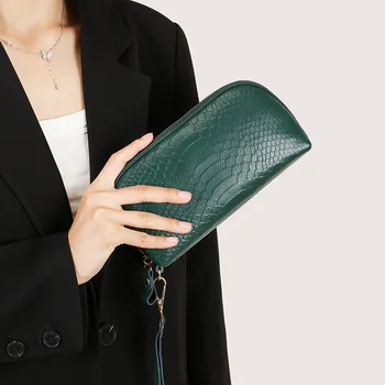 Модный женский кошелек-клатч из натуральной кожи, сумки-портмоне для телефона из крокодиловой кожи, Новый женский длинный кошелек-клатч на молнии, кошельки для женщин