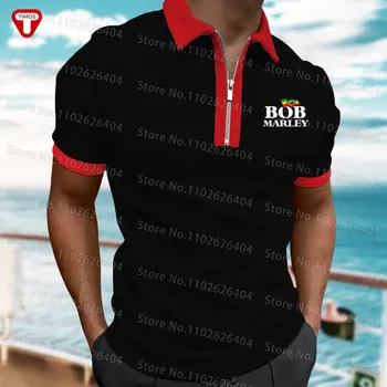 Мужская рубашка ПОЛО Модного бренда BOB Marley с Отложным воротником и Короткими рукавами, Однотонная Дышащая Повседневная Уличная рубашка Высокого качества