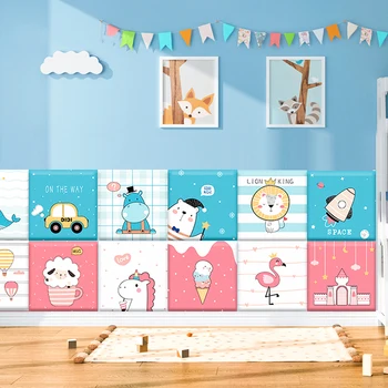 Мультяшные наклейки на стену с защитой от столкновений в детском саду для детских комнат, 3D Мягкое украшение стен, самоклеящаяся наклейка для домашнего декора стен