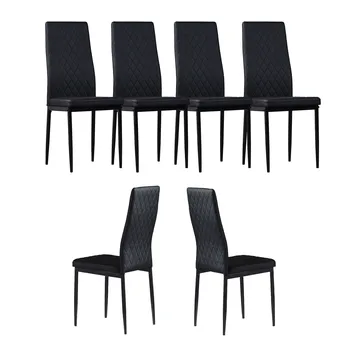 Набор из 4 минималистичных обеденных стульев из огнеупорной металлической трубы с напылением из кожи и ромбовидной сетки для ресторана, домашнего конференц-кресла