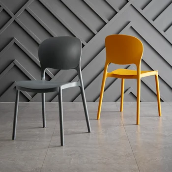 Набор обеденных стульев из скандинавского пластика Стул для укладки салона Обеденный Стул Для экономии офисного пространства Шезлонги Salle Manger Библиотечная мебель