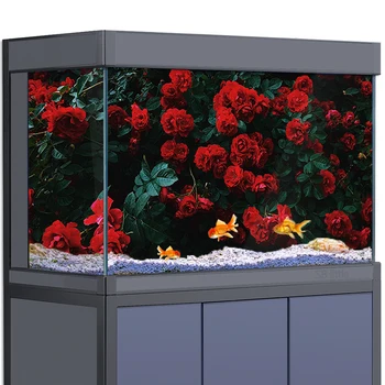 Наклейка на фоне аквариума, украшение для аквариумов, стена из цветов розы, HD 3D плакат, самоклеящийся водонепроницаемый