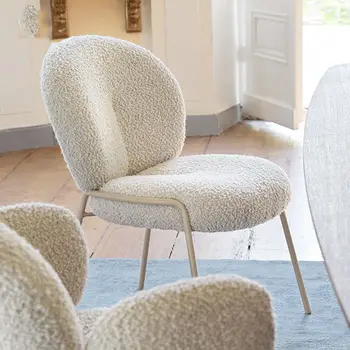 Напольный Минималистичный Дизайнерский обеденный стул, Роскошный Белый ягненок, простой современный обеденный стул, гостиная, Семейная мебель Muebles WWH35YH