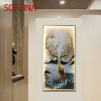 Настенные бра SOFEINA, современные светильники с изображением Оленя, светодиодная прямоугольная настенная роспись, креатив для дома