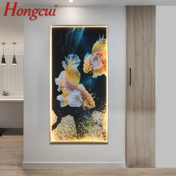 Настенный светильник Hongcui, современная креативная фигурка золотой рыбки, светодиодные бра, Прямоугольная настенная лампа для дома
