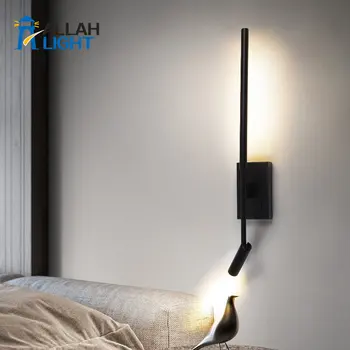 Настенный светильник в скандинавском стиле с длинной полосой, современная и простая фоновая стена в гостиной, настенный светильник у кровати в спальне