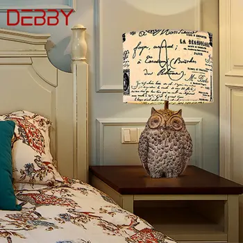 Настольная лампа DEBBY Modern Owl LED в стиле ретро, Креативная Прикроватная Винтажная Настольная лампа из смолы для дома, гостиной, спальни, кабинета, декора