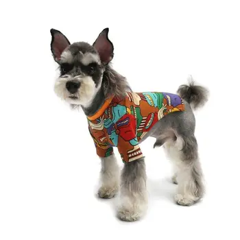 Новая весенне-осенняя и зимняя одежда с граффити для собак, одежда для кошек, Шнауцер Бульдог, одежда для маленьких средних собак