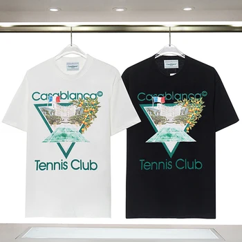 НОВАЯ летняя футболка оверсайз для пар, Casablanca Fashion Sport, мужская футболка с принтом 100% Contton, мужская одежда
