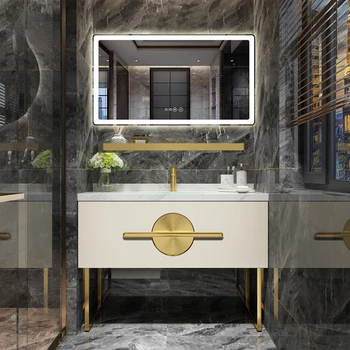 Новое китайское сочетание современного легкого роскошного и минималистичного шкафа для ванной комнаты