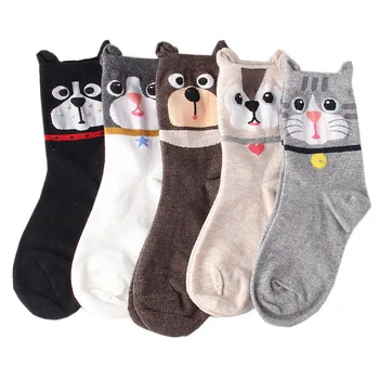 Новые мультяшные женские носки с ушками, носки с котенком, корейская версия диких впитывающих пот милых носков, модные спортивные носки