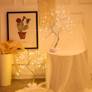 Новые светодиоды, сенсорный выключатель, Сказочная ночная лампа, креативная светодиодная настольная лампа в виде дерева, полная звезд, Рождественский подарок для детей, Домашний светильник для спальни
