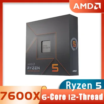 Новый AMD Ryzen 5 7600X R5 7600X BOX 100-000000593 4,7 ГГц 6-ядерный 12-потоковый ПРОЦЕССОР Processo 5 нм Zen4 105 Вт Разъем AM5 PCI-E5.0 Без вентилятора