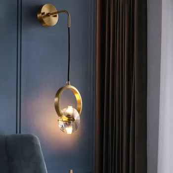 Новый хрустальный светодиодный настенный светильник в постмодернистском стиле, роскошный латунный прикроватный светильник для столовой, настенный светильник для прохода по лестнице в ресторане, настенные бра