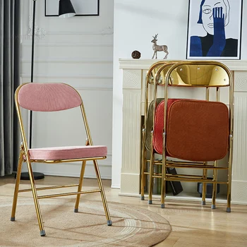 Обеденные стулья в стиле ретро, стулья для кухонной мебели, Вельветовый стул со спинкой, Неоклассический дизайн, креативный складной стул для столовой