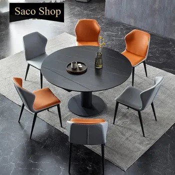 Обеденный гарнитур из каменной плиты, импортированный из Италии, вращающийся Выдвижной круглый стол, многофункциональный кухонный стол для небольшой домашней квартиры
