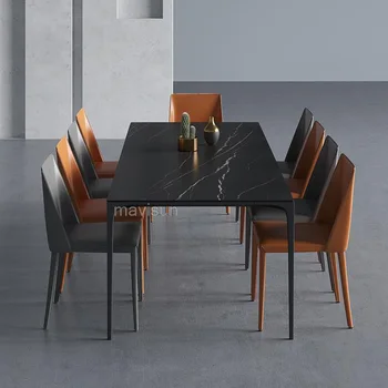 Обеденный стол Slate 2,0 м для ужина в ресторане на 6-10 персон Прямоугольная Каменная плита, изготовленная на заказ Бытовая Современная мебель для Большого Дома