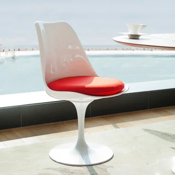Обеденный стул Современный Минималистский стул Pan Dong Home White Tulip Дизайнерский Вращающийся стул для интернет-знаменитостей со спинкой