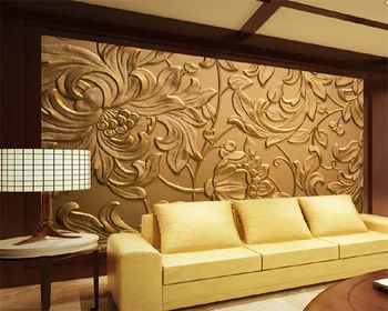Обои на заказ 3D золотистая трехмерная абстракция маргаритка хризантема холл гостиная диван фон настенная цветочная роспись