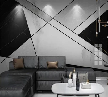 обои на заказ beibehang 3d современная минималистичная черно-белая геометрическая графика серый мраморный фон стены papel de parede