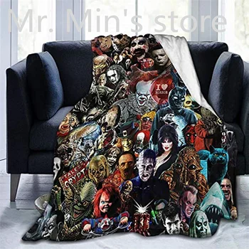 Одеяло с персонажами фильмов ужасов, плюшевое одеяло аниме, легкое плюшевое одеяло на Хэллоуин, роскошное плюшевое одеяло из микрофибры