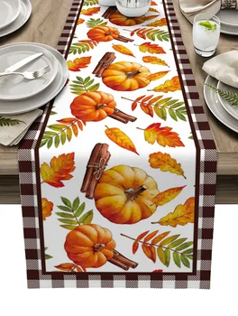 Осенние листья на День Благодарения, желтая настольная дорожка, украшение домашнего декора, Украшение обеденного стола, декор стола