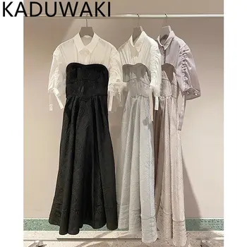 Платье с лацканами в стиле пэчворк на шнуровке, Хитовый цвет, Vestidos 2023, Весенне-летние Новые платья, Женский Японский Элегантный халат Femme
